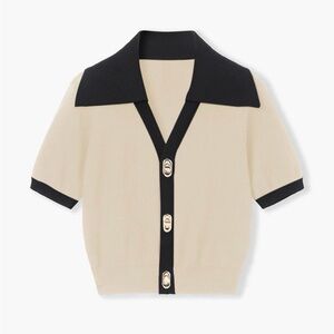 Commense Cream and Black Button Down Shirt